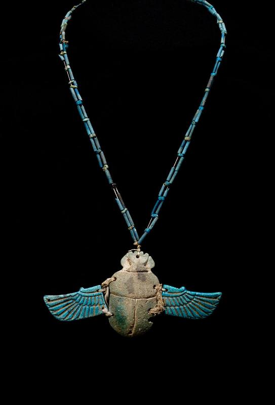 Necklace with winged scarab