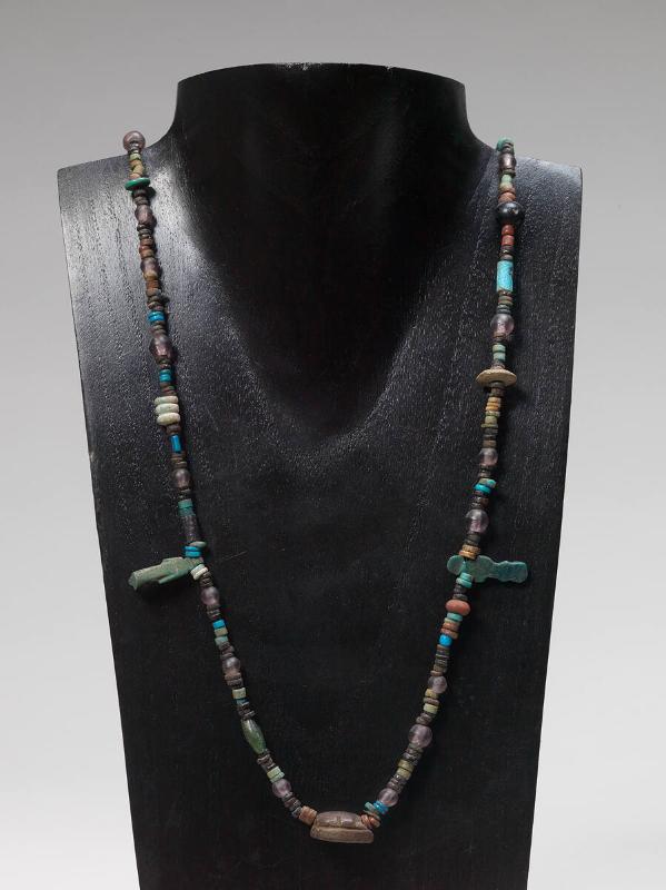 Necklace with beads, amulets and scarab