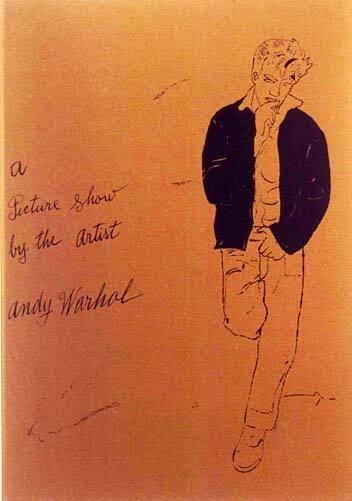"A Picture Show by the Artist Andy Warhol" Announcement card for exhibition based on the book "A Gold Book by Andy Warhol".  [Stuttgart, Germany, 1976].
