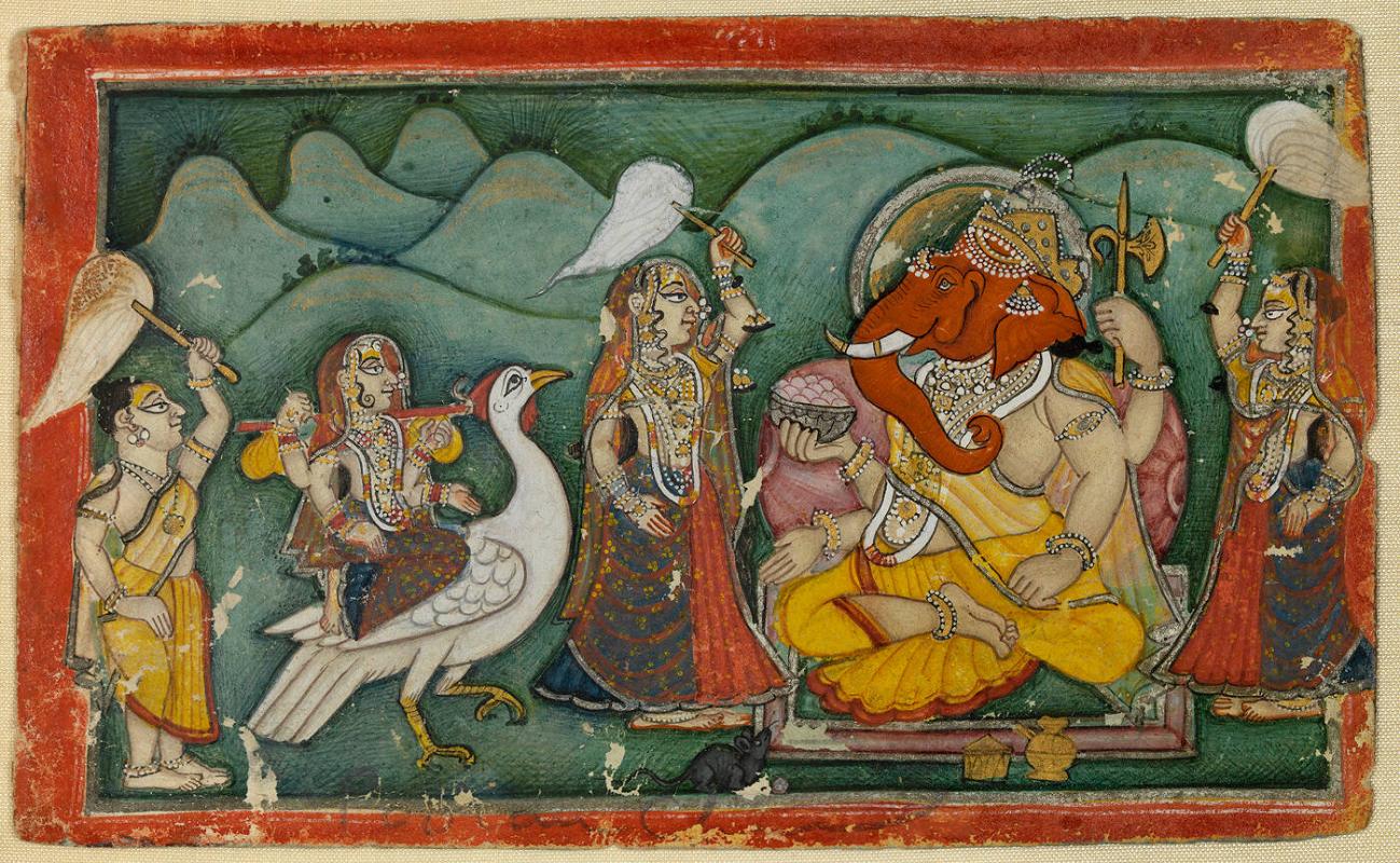 Ganesha and Lakshmi, with Three Attendants