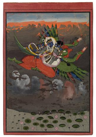 Vishnu Carried by Garuda Through a Stormy Sky