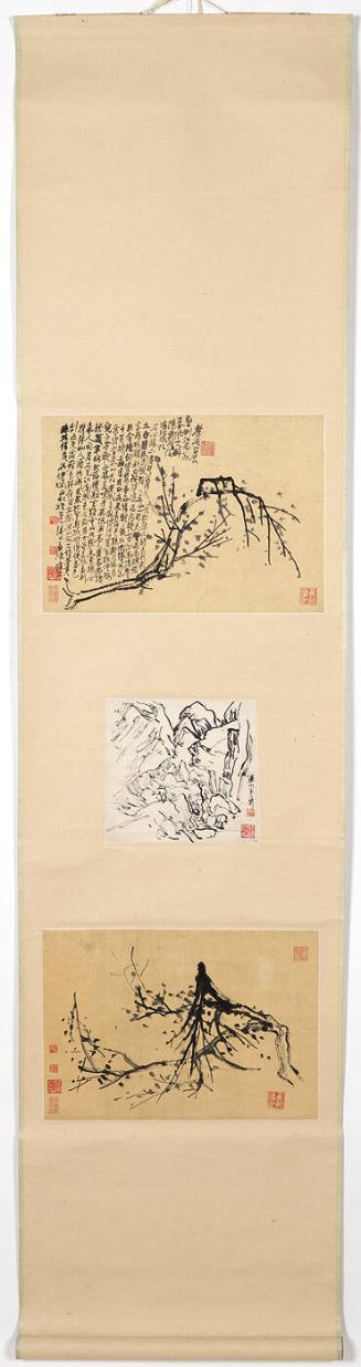 Sketches (three leaves mounted as hanging scroll)