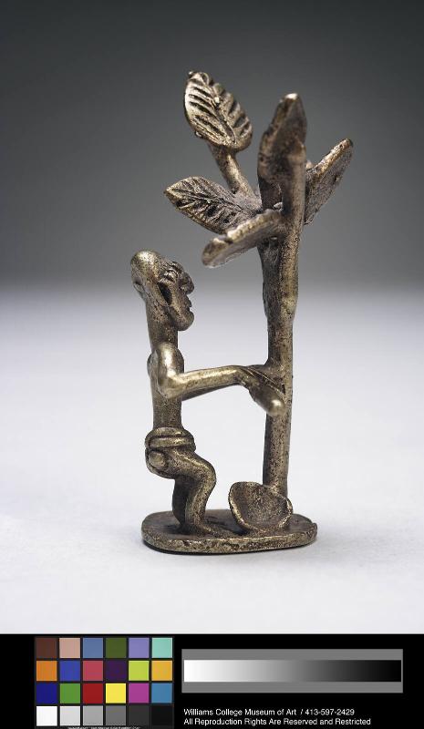 Gold weight in form of a standing man with tree