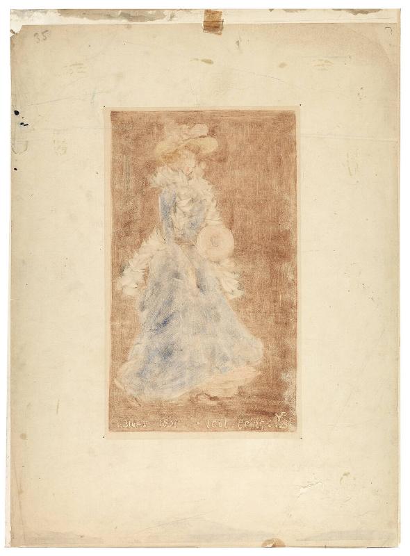Lady in Blue with White Boa