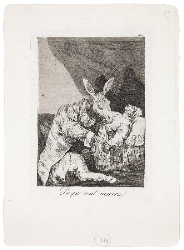 De que mal morira? (Of What Ill Will He Die?) (from Los Caprichos), Plate 40