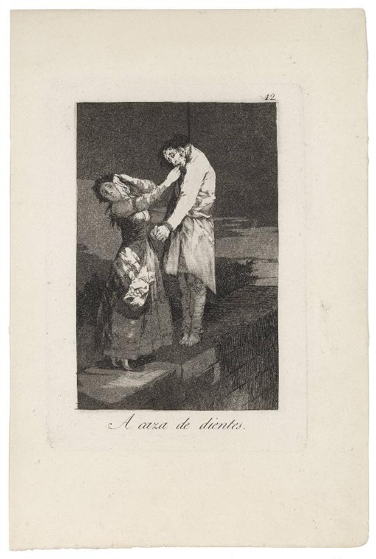 A caza de dientes (Out Hunting for Teeth) (from Los Caprichos), Plate 12