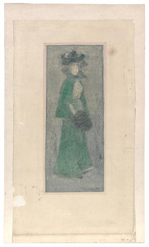 Girl in Green with Muff