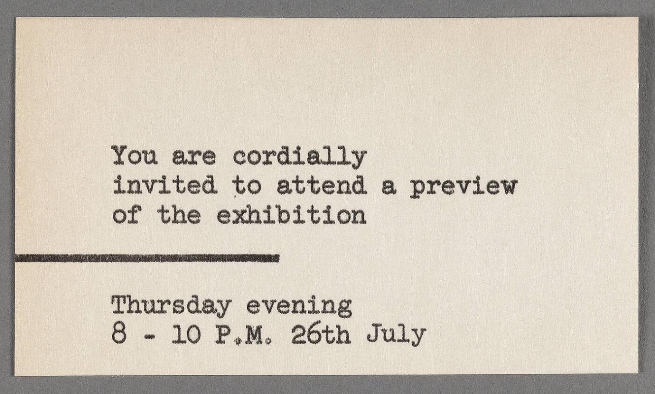 Invitation card for a preview of an unnamed exhibition