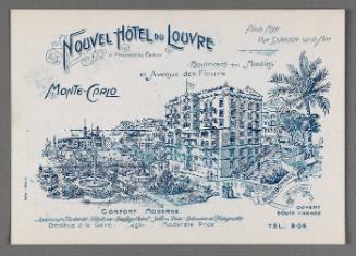 Postcard of the Nouvel Hôtel du Louvre à proximité du casino Monte-Carlo
