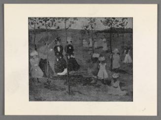 Black and white print of a Maurice Prendergast work