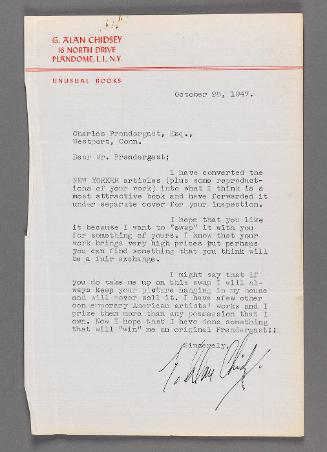 Letter from G. Alan Chidsey to Charles Prendergast