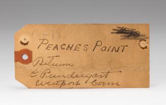 Charles Prendergast  mailing tag labelled "Peaches Point" found inside cedar cigar box