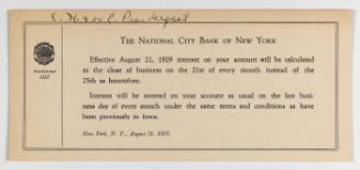 Note from The National City Bank of New York
