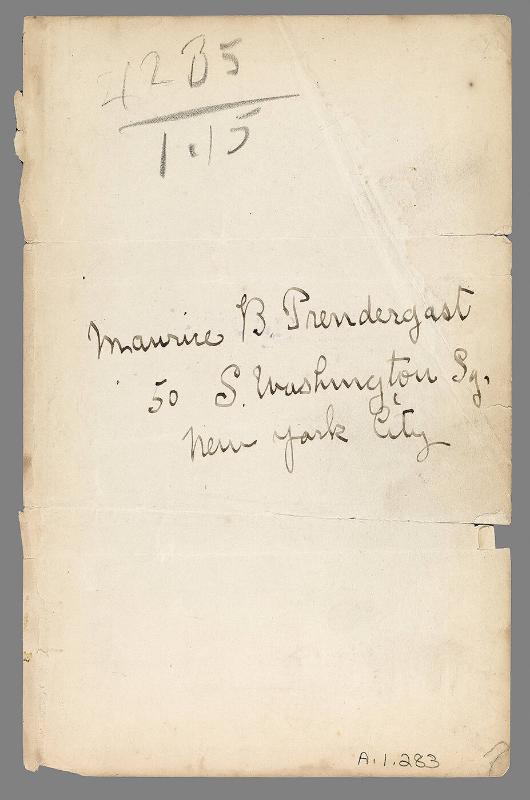 Page torn from notebook inscribed by Maurice Brazil Prendergast