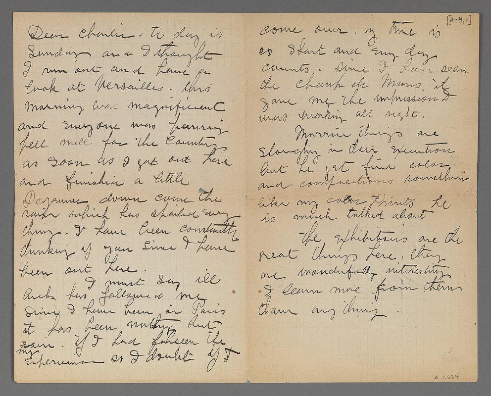 Letter from Maurice Prendergast to Charles Prendergast, Paris [postmark]