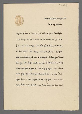 Letter from Richard W. Ellis to Mr. and Mrs. Charles Prendergast [Westport, CT]