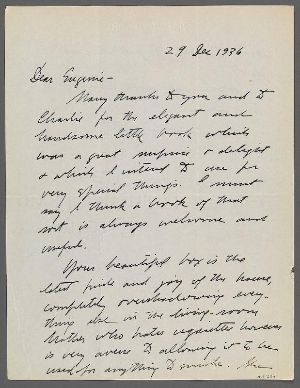 Letter from Ira Glackens to Eugénie Prendergast (location unknown)