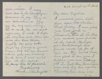 Letter from Charles Prendergast to Eugénie Van Kemmel (Prendergast)