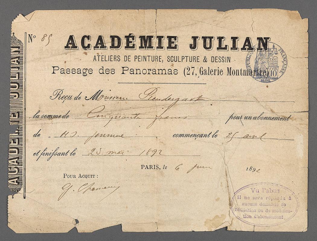 Academie Julian receipt