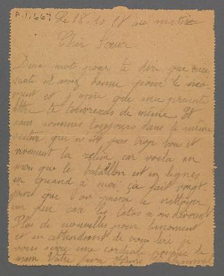 Letter from Henri Vankemmel [Eugénie Prendergast's brother]