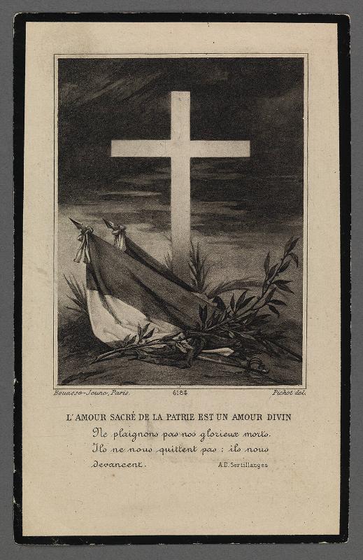 Memorial card of soldiers killed in action