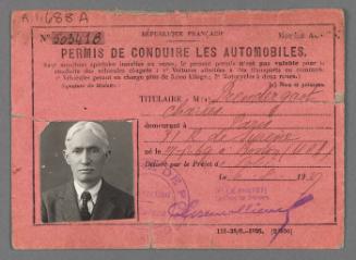 French driver's licenses for Charles Prendergast with envelope