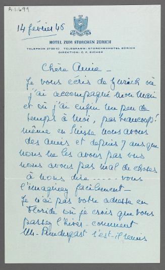 Letter to Eugénie Prendergast with envelope