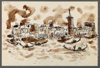 Watercolor, pen and ink sketch of Venice created by Robert Brady