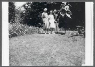 Series including Charles Prendergast, Eugenie Prendergast, and Antoinette Maynard in Vermont, Concord, MA and West Medford, MA; (L to R) Eugénie Prendergast, Antoinette Maynard, and Charles Prendergast at Misses Hallowell's in West Medford, MA