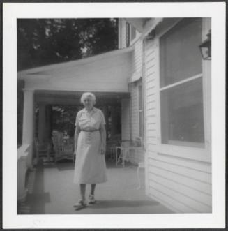Home of Van Wyck and Gladys Brooks; Eugénie Prendergast on front porch