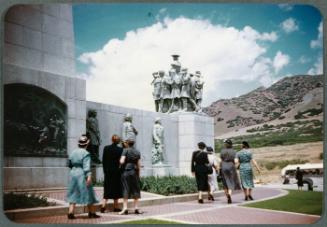 Eugénie Prendergast vacationing with friends; Eugénie Prendergast with friends at a monument