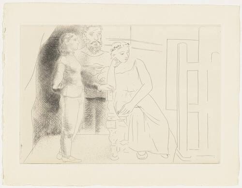 Painter with Two Models Looking at a Canvas, plate II (from "Le Chef-d'oeuvre inconnu")