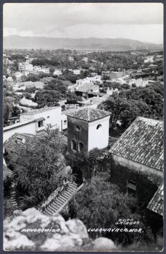 Scenic postcard of Cuernavaca, Mexico; black and white