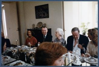 Eugénie Prendergast's 90th birthday party; group of party guests seated around table