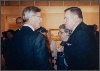 Series of a dinner at Williams College Museum of Art including Eugénie Prendergast and others; (L to R) John Boyd, Eugénie Prendergast, Joe Butler
