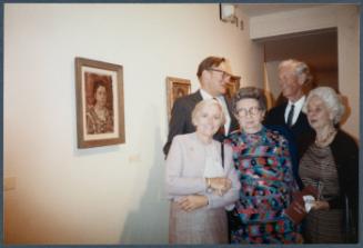 Series of a dinner at Williams College Museum of Art including Eugénie Prendergast and others; (L to R) Cathy Genvert, John Boyd, Eugénie Prendergast, Mr. and Mrs. Brumbaugh