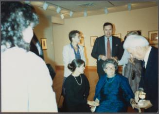 Prendergast exhbition and dinner at Williams College Museum of Art including Eugénie Prendergast and others; back row (L to R) Nancy matthews, Joe Butler, front row (L to R) Eugénie Prendergast, Frank Oakley