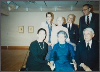 Prendergast exhbition and dinner at Williams College Museum of Art including Eugénie Prendergast and others; back row (L to R) Nancy Matthews, Cathy genvert, Mr. Genvert, John Boyd, front row (L to R) unknown, Eugénie Prendergast, unknown