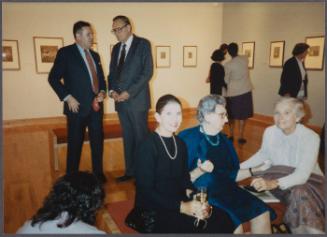 Prendergast exhbition and dinner at Williams College Museum of Art including Eugénie Prendergast and others; (L to R) Joe Butler, John Boyd, unknown, Eugénie Prendergast, Cathy Genvert