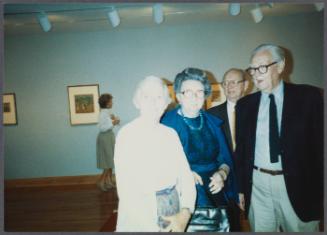 Prendergast exhbition and dinner at Williams College Museum of Art including Eugénie Prendergast and others; (L to R) Cathy Genvert, Eugénie Prendergast, unknown, Laine Faison