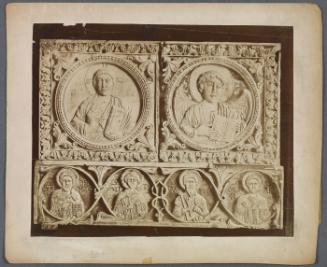 Carved panels of 6 saints on medallions