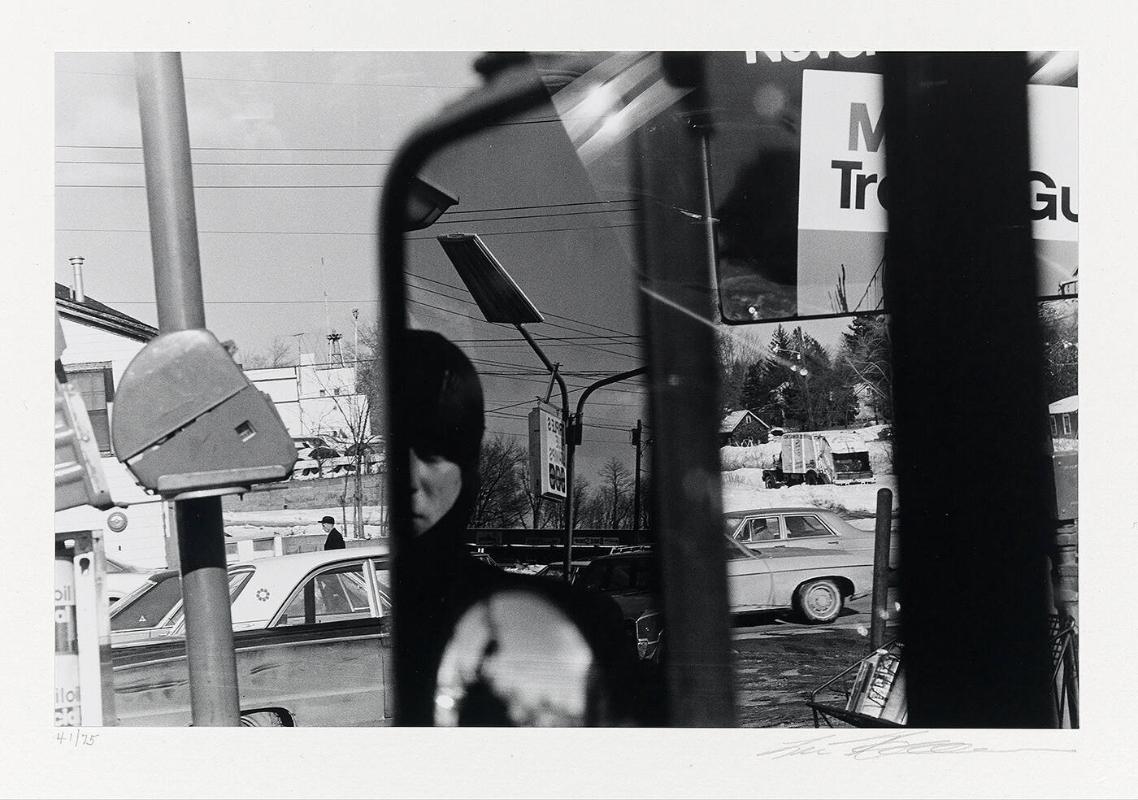 Filling Station-rear view mirror-Hillcrest, NY (from "15 Photographs by Lee Friedlander")