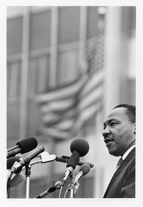 Dr. Martin Luther King, Jr. addresses the crowd outside the United Nations, April 15, 1967 (from "Countdown to Eternity")