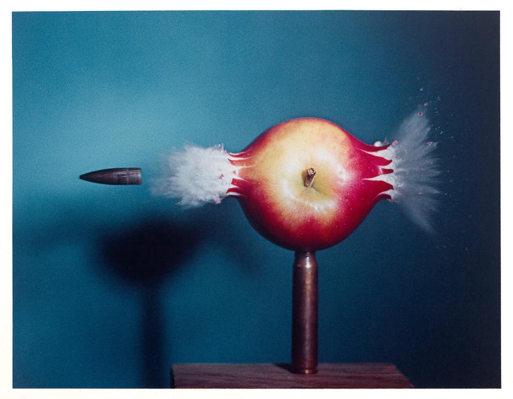 Bullet Piercing an Apple, 1964 (from "Ten Dye Transfer Photographs")