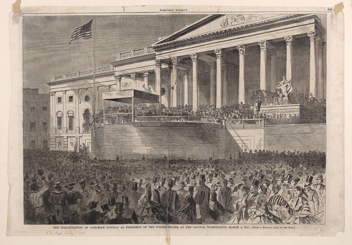 Inauguration of Abraham Lincoln as President of the United States, at the Capitol, Washington March 4, 1861