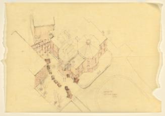 Bird's Eye View of Courtyard with Proposed Sculpture by Patrick and Anne Poirier