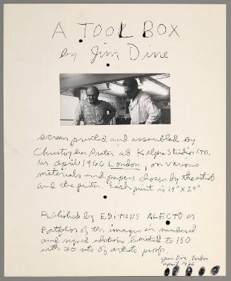 Title sheet to "A Tool Box by Jim Dine"