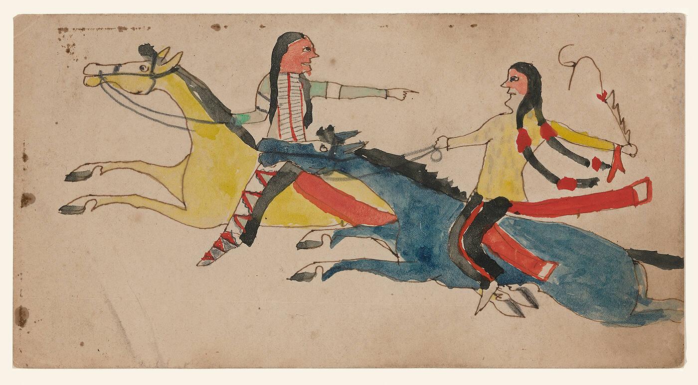 Two Indian youths on horseback
