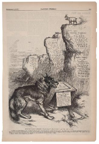 Governor Tilden's Democratic "Wolf (Gaunt and Hungry") and the Goat (Labor).