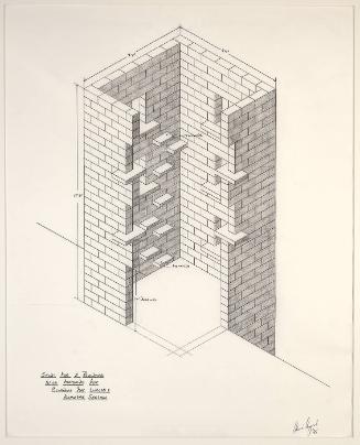 Study for a Building with Footholds for Climbing the Walls: Isometric Section